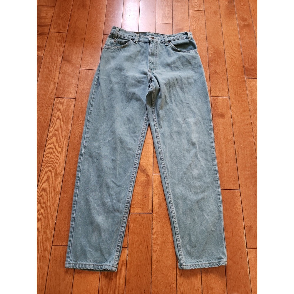 VTG 90S LEVI'S 550 ORANGE TAB GREEN JEANS 32x30 (Fits 30x29) Made in USA
